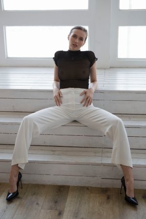 Stacy Cruz in sheer top white pants slow seductive moves photo 7