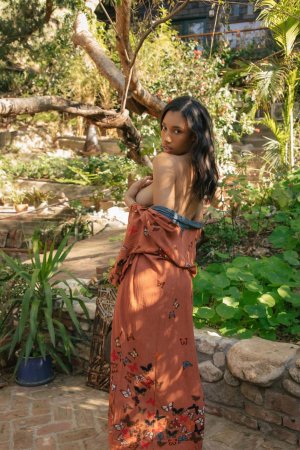 Brookliyn poses nude outdoors in garden lingerie tease photo 4